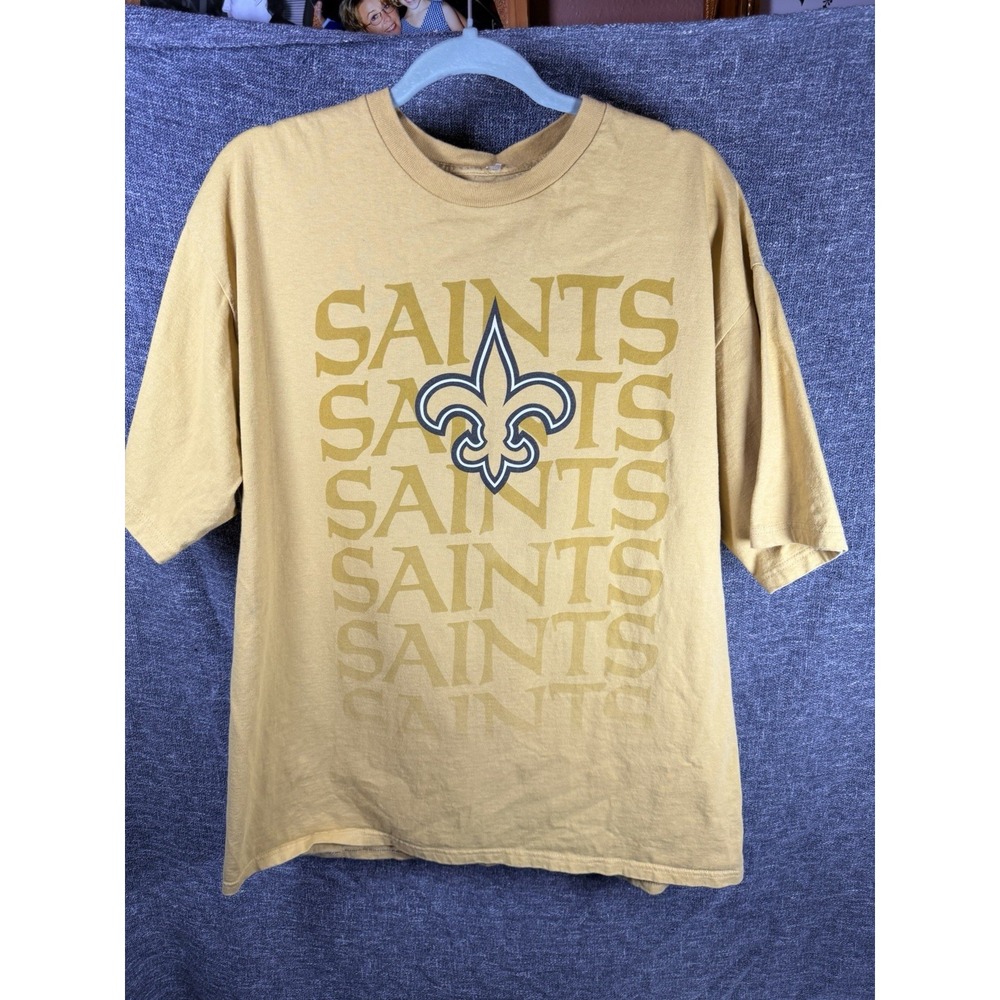 New Orleans Saints NFL Team Apparel Gold Black Short Sleeve Shirt XL